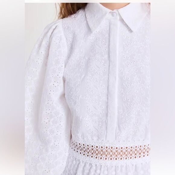 Alice + Olivia Blakesley Blouson Eyelet Mini Dress size 8 NWT $ 495.00 - Picture 5 of 11